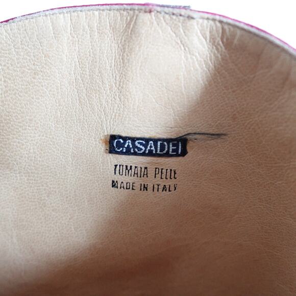 Vintage Casadei Red Satin Country Rodeo Western Cowboy Boots - Picture 14 of 16